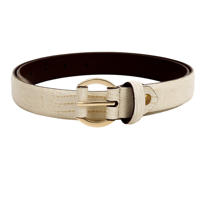 Casual Lizard Leather Ladies Belt-White