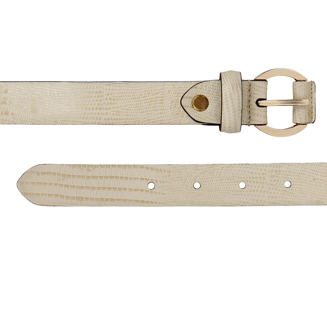 Casual Lizard Leather Ladies Belt-White