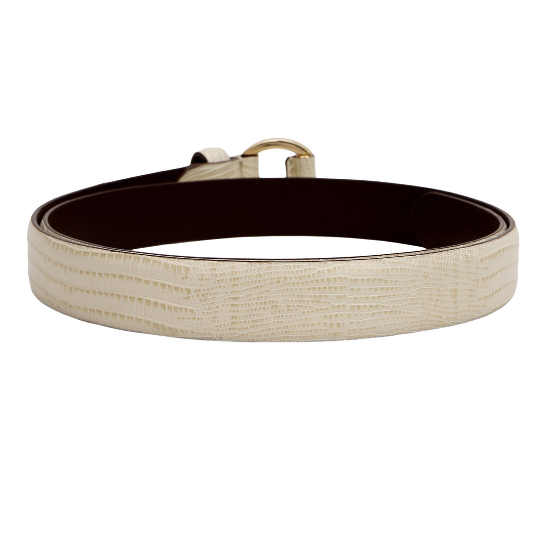 Casual Lizard Leather Ladies Belt-White