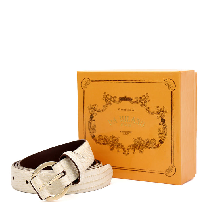 Casual Lizard Leather Ladies Belt-White
