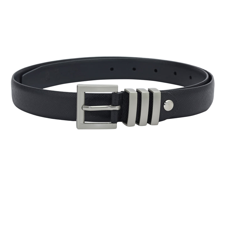 Formal Saffiano Leather Ladies Belt - Black