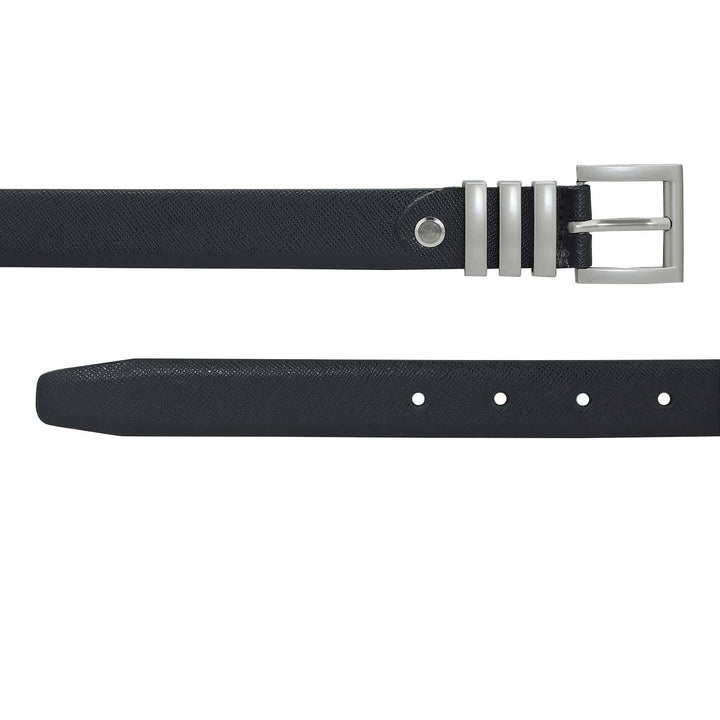 Formal Saffiano Leather Ladies Belt - Black