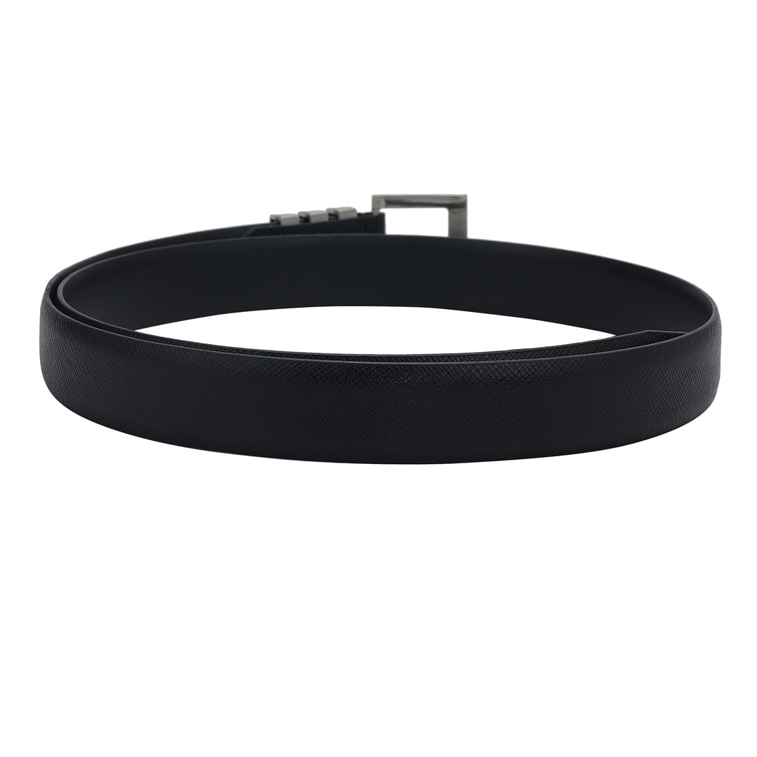 Formal Saffiano Leather Ladies Belt - Black