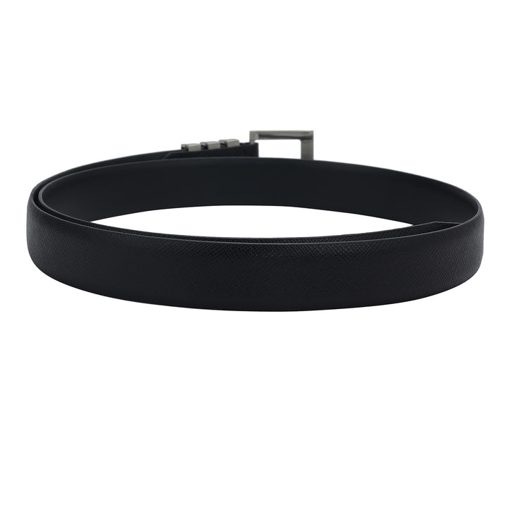 Formal Saffiano Leather Ladies Belt - Black