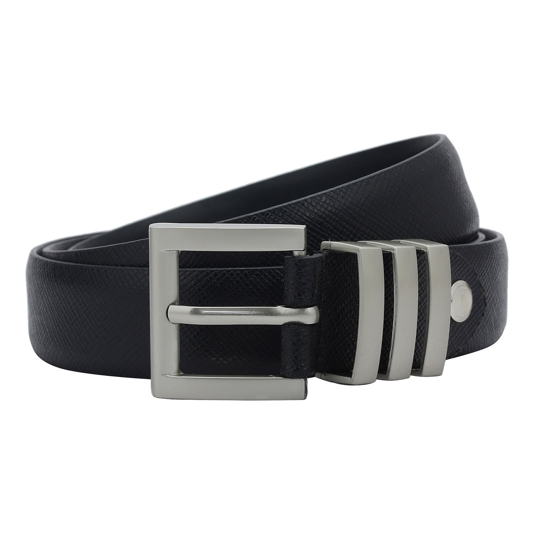 Formal Saffiano Leather Ladies Belt - Black