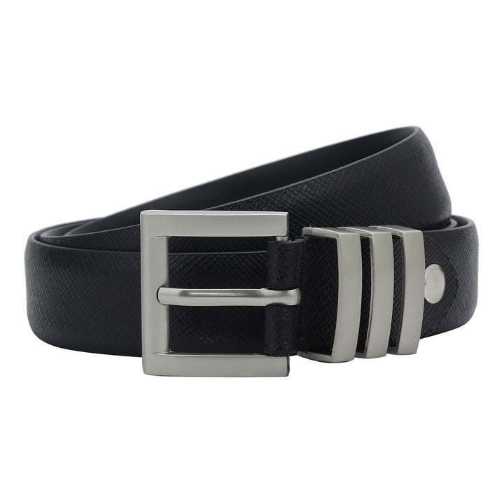 Formal Saffiano Leather Ladies Belt - Black