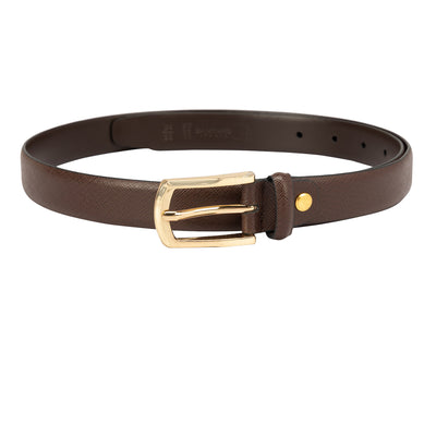Casual Saffiano Leather Ladies Belt - Brown