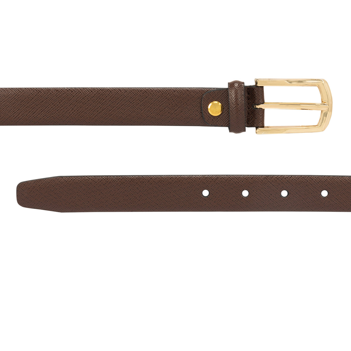 Casual Saffiano Leather Ladies Belt - Brown