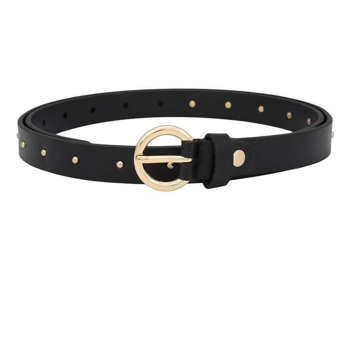 Casual Plain Leather Ladies Belt - Black