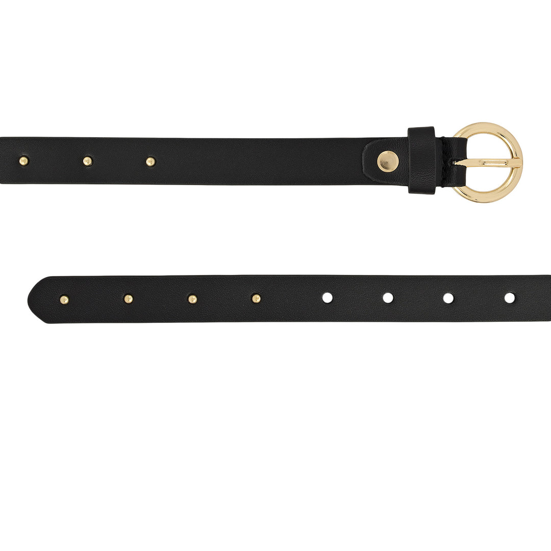 Casual Plain Leather Ladies Belt - Black