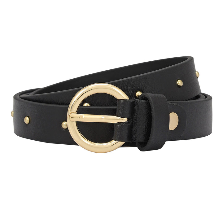 Casual Plain Leather Ladies Belt - Black