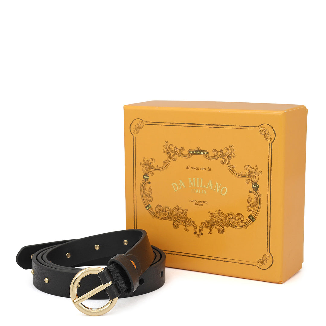 Casual Plain Leather Ladies Belt - Black