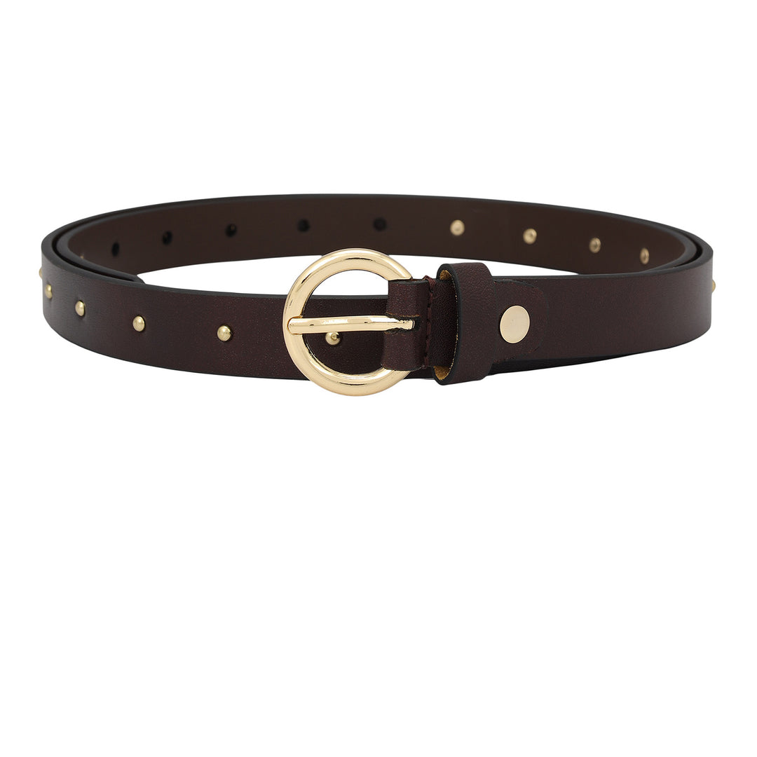 Casual Plain Leather Ladies Belt - Burgundy