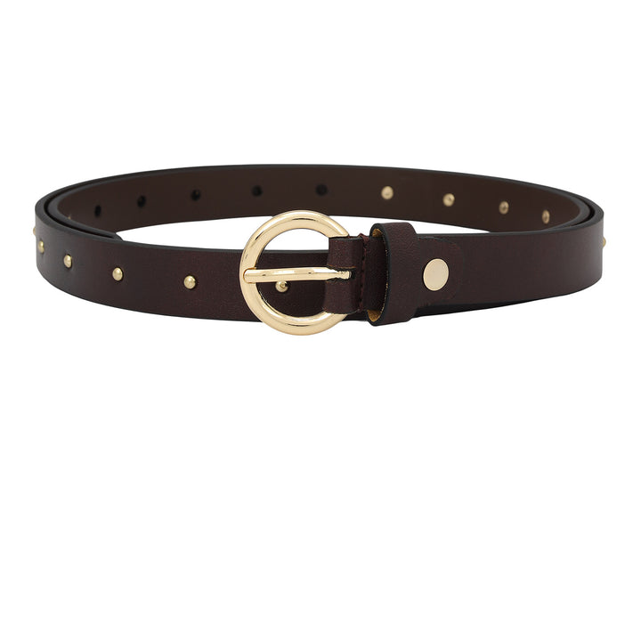 Casual Plain Leather Ladies Belt - Burgundy