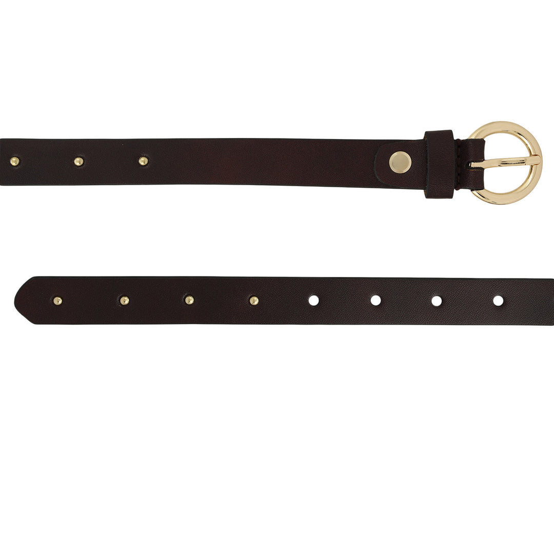 Casual Plain Leather Ladies Belt - Burgundy