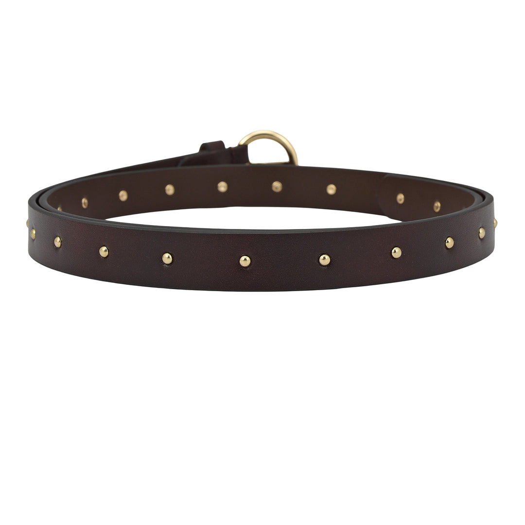 Casual Plain Leather Ladies Belt - Burgundy