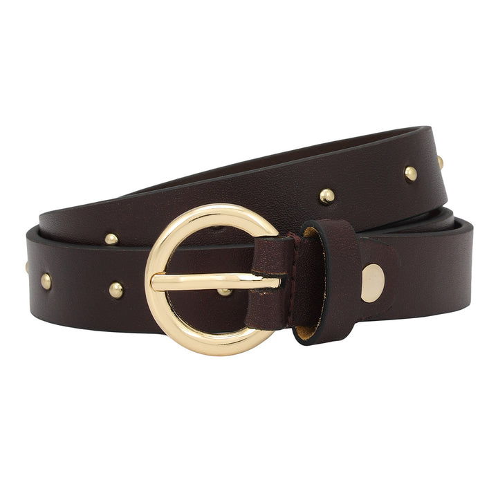 Casual Plain Leather Ladies Belt - Burgundy