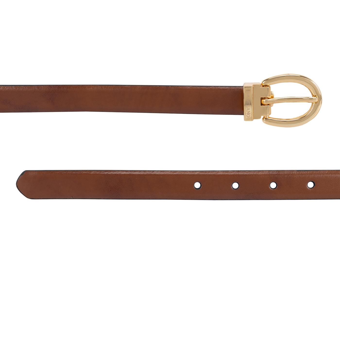 Formal Plain Leather Ladies Belt - Cognac