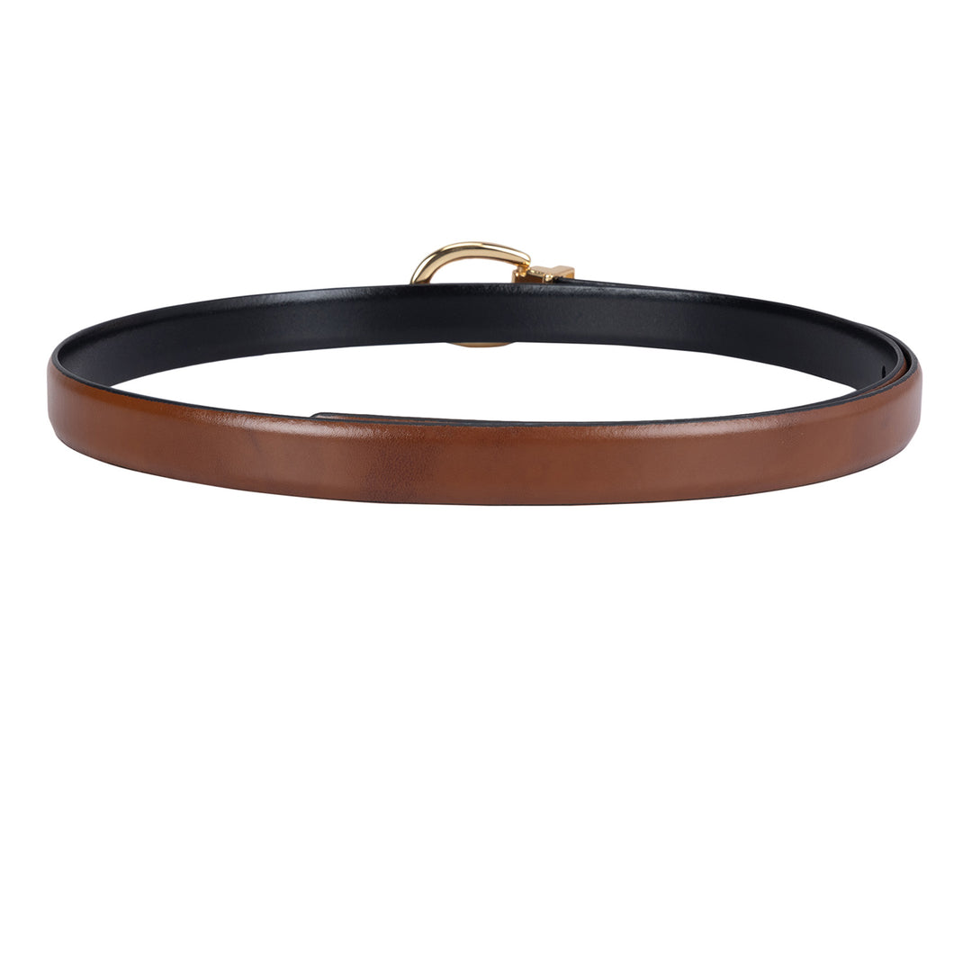 Formal Plain Leather Ladies Belt - Cognac