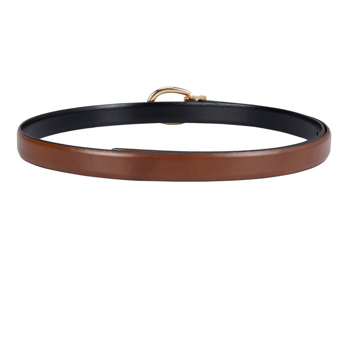 Formal Plain Leather Ladies Belt - Cognac