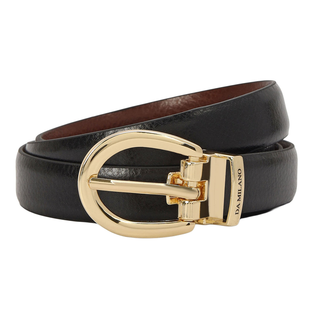Casual Wax Leather Ladies Belt - Black & Cognac