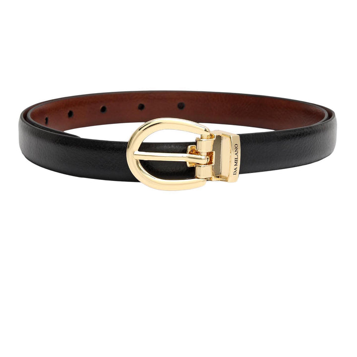 Formal Wax Leather Ladies Belt - Black & Cognac