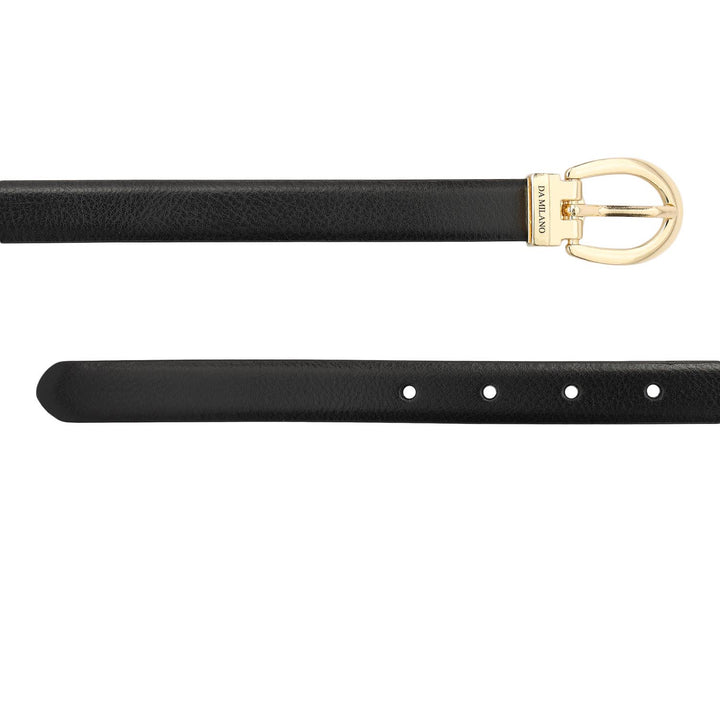Formal Wax Leather Ladies Belt - Black & Cognac