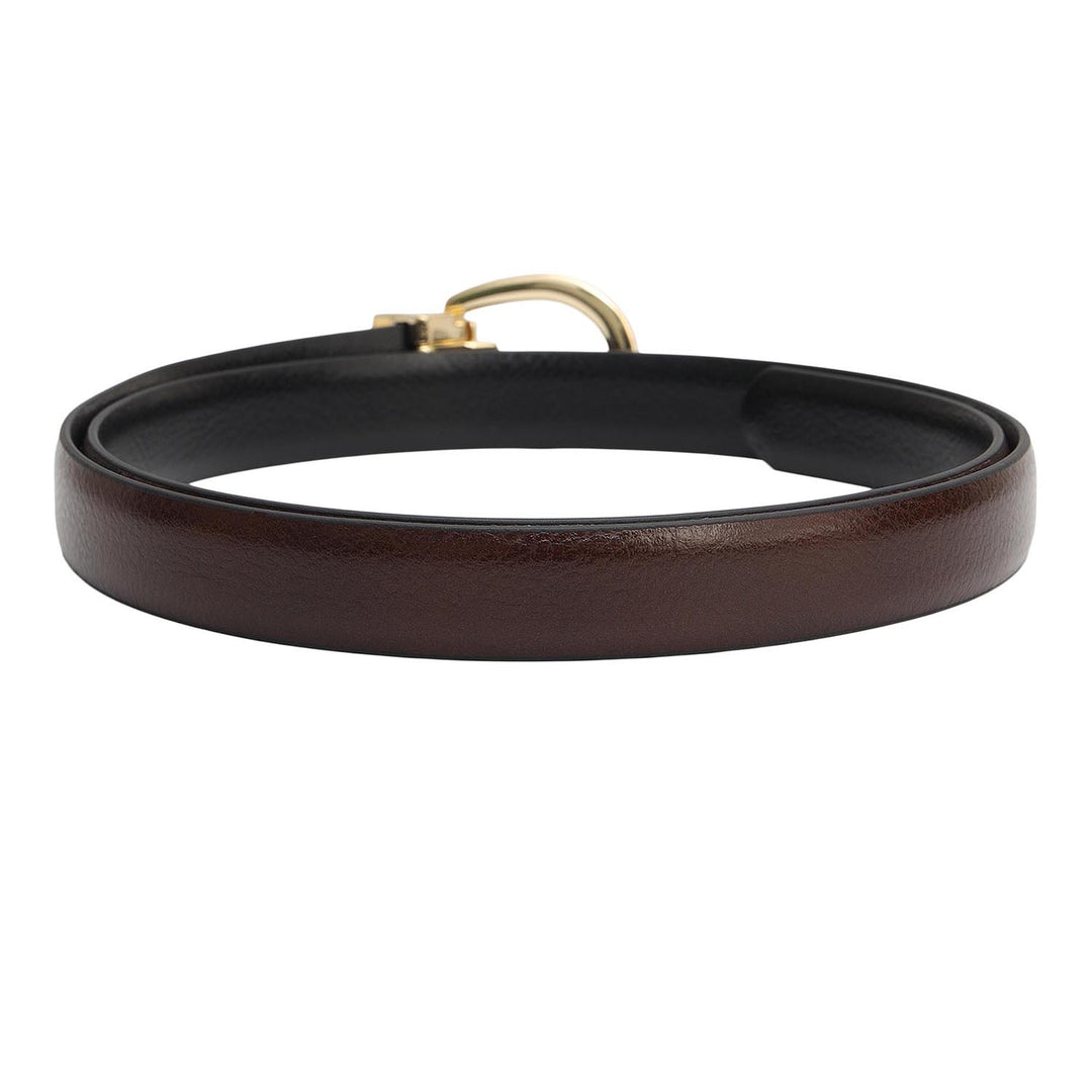 Formal Wax Leather Ladies Belt - Brown & Black