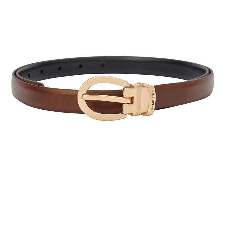 Casual Wax Leather Ladies Belt - Cognac & Black
