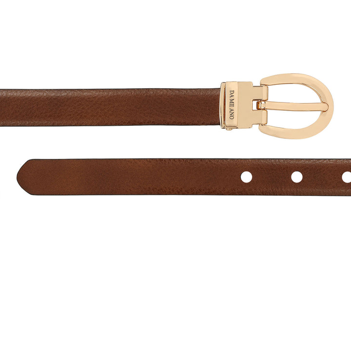 Casual Wax Leather Ladies Belt - Cognac & Black