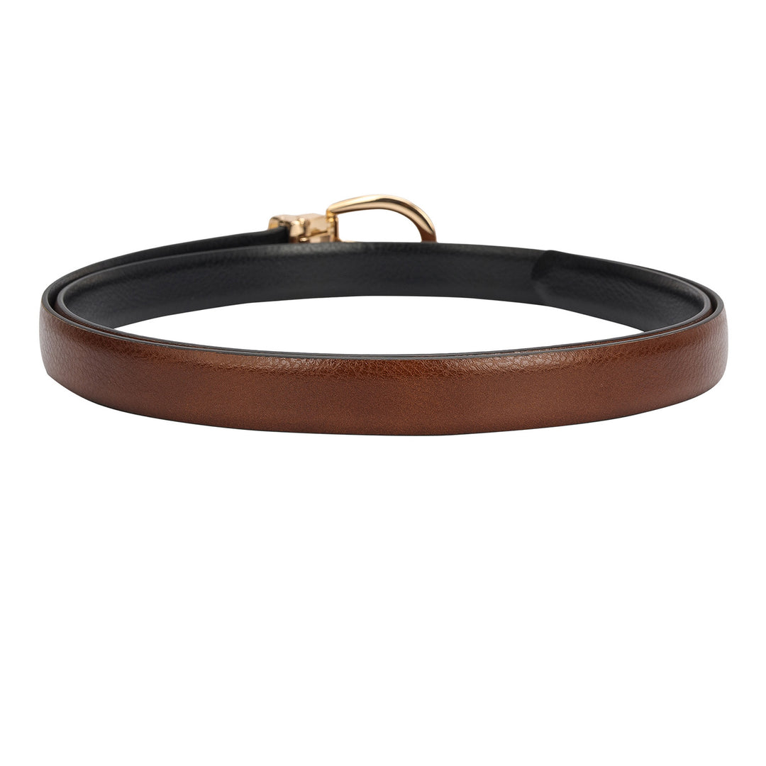 Formal Wax Leather Ladies Belt Cognac & Black