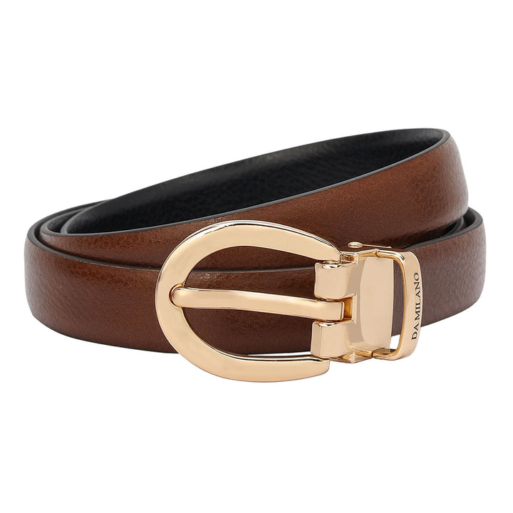 Casual Wax Leather Ladies Belt - Cognac & Black