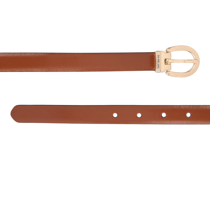 Casual Plain Leather Ladies Belt - Cognac & Black