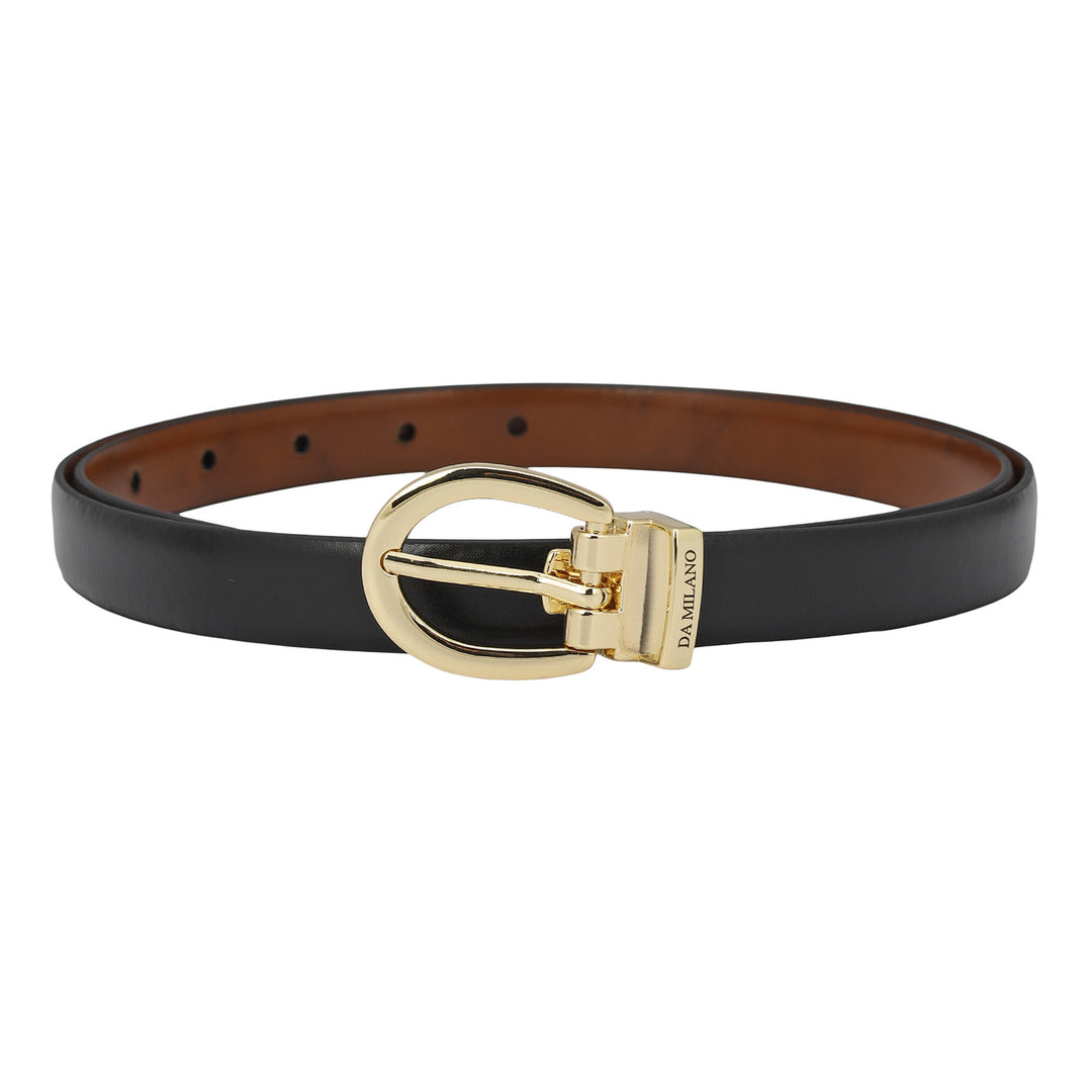 Formal Plain Leather Ladies Belt - Black & Cognac