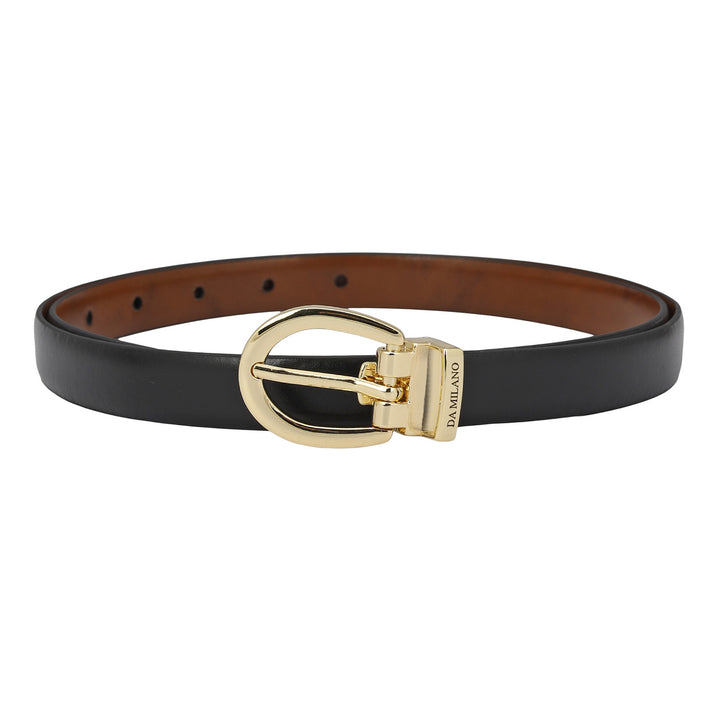 Formal Plain Leather Ladies Belt - Black & Cognac