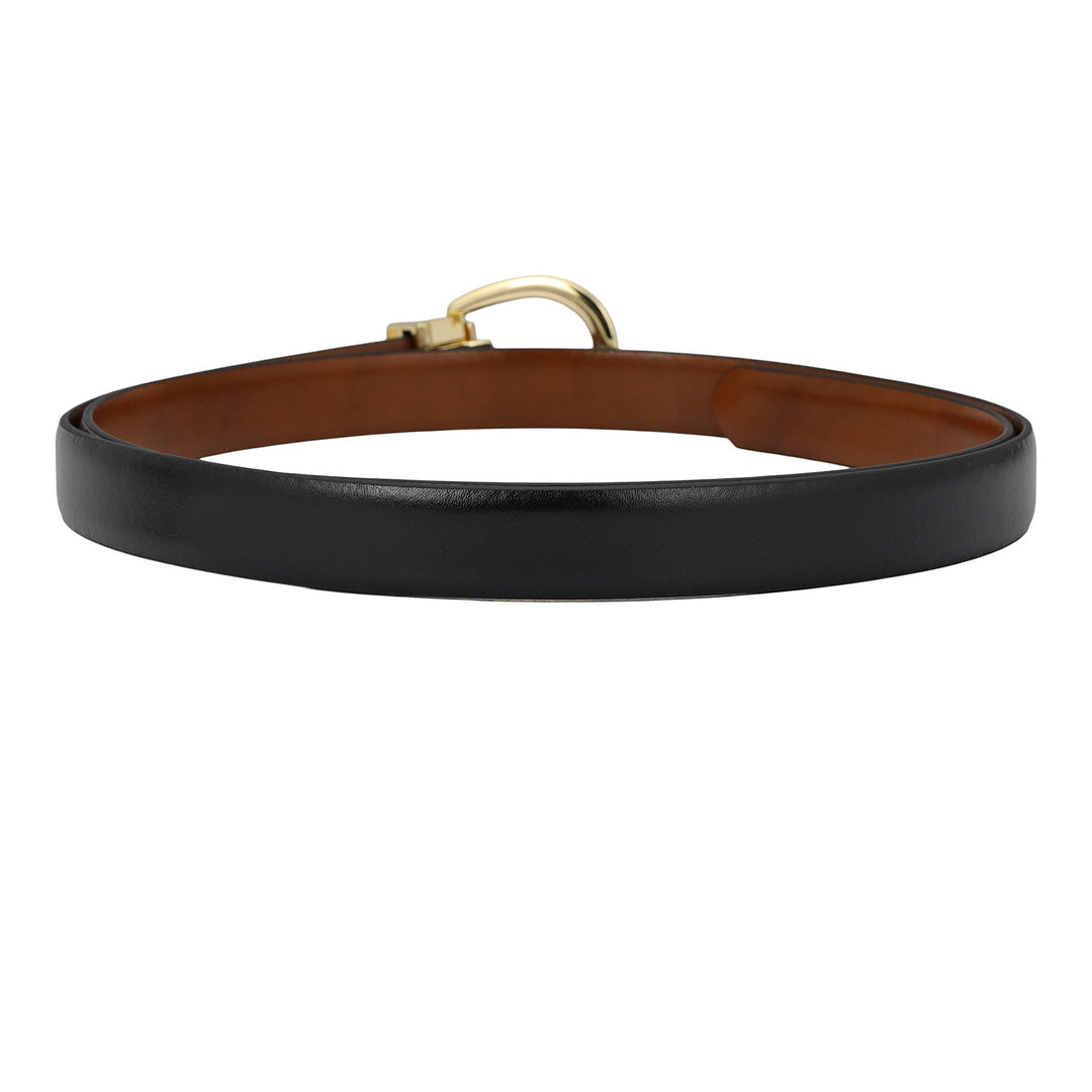Formal Plain Leather Ladies Belt - Black & Cognac