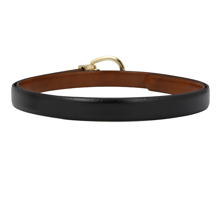 Formal Plain Leather Ladies Belt - Black & Cognac