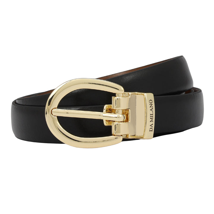 Formal Plain Leather Ladies Belt - Black & Cognac