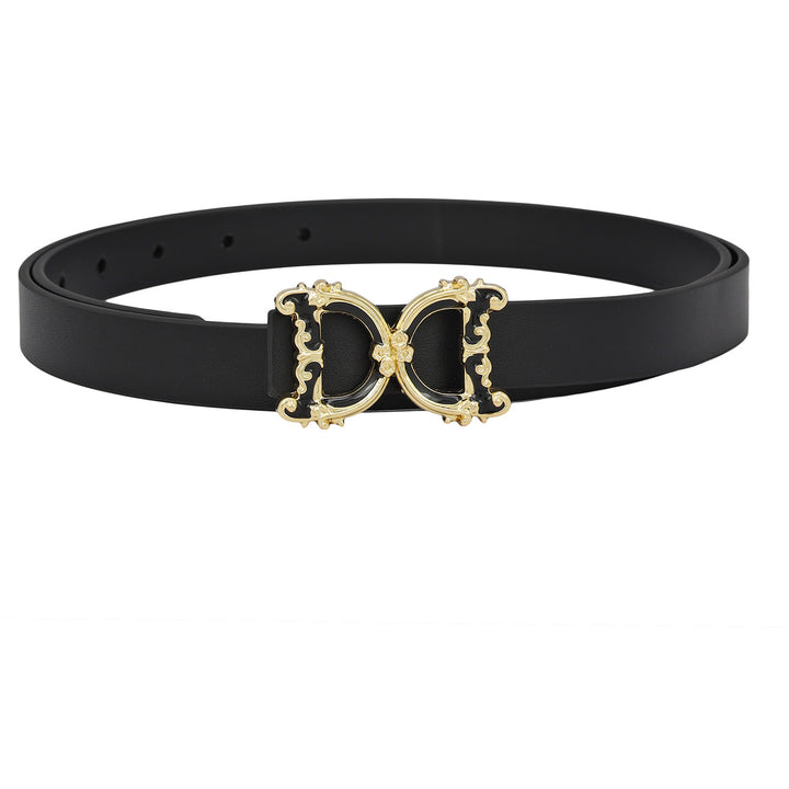 Casual Plain Leather Ladies Belt - Black