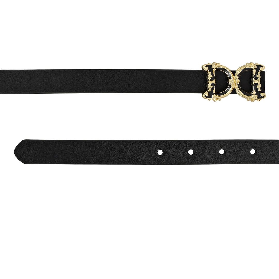 Casual Plain Leather Ladies Belt - Black