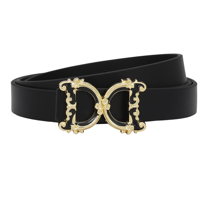 Casual Plain Leather Ladies Belt - Black