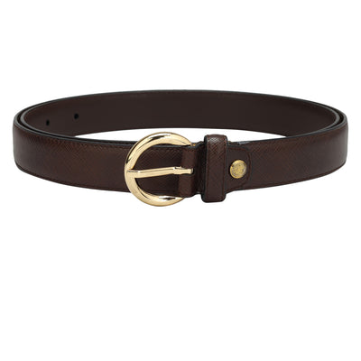 Formal Saffiano Leather Ladies Belt - Brown