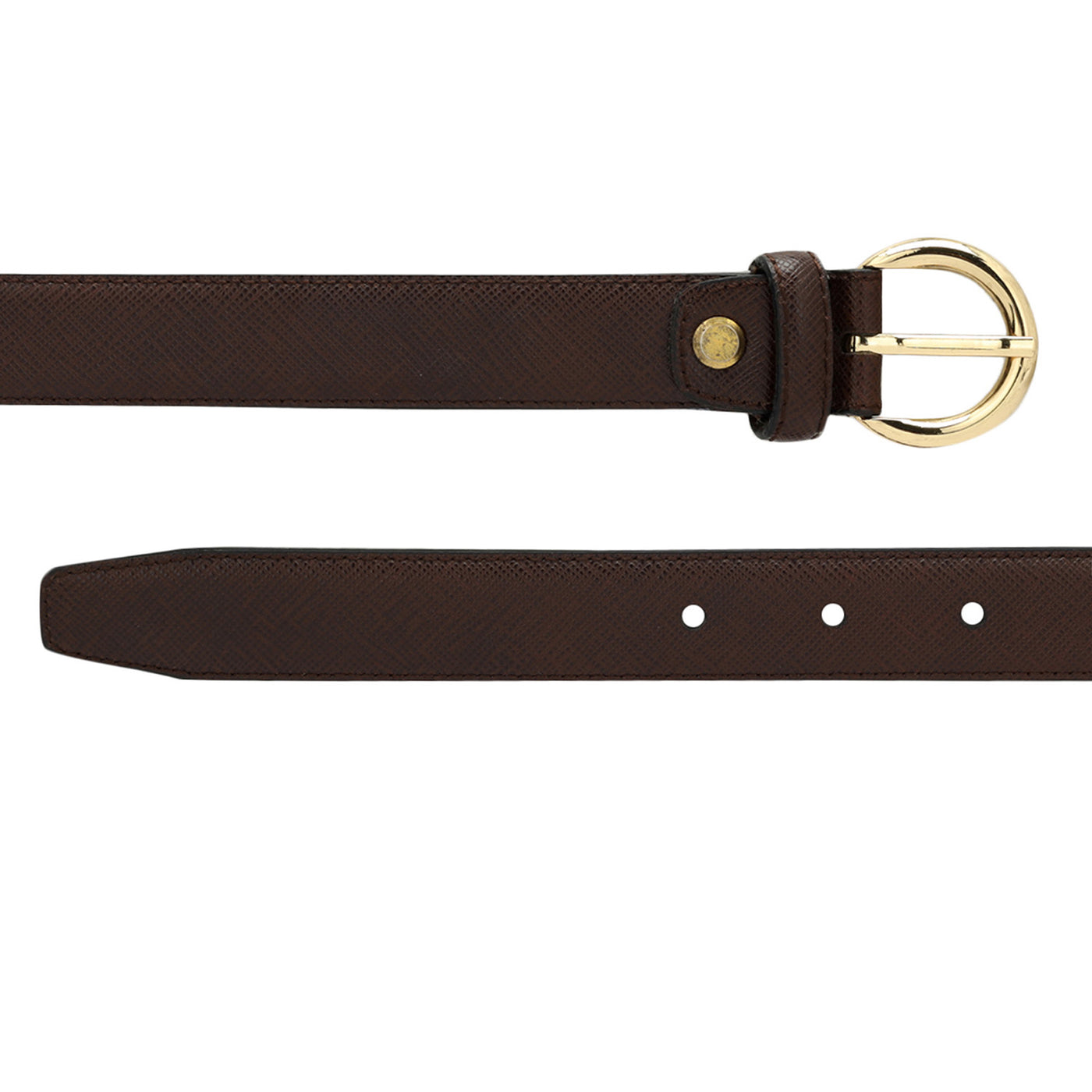 Formal Saffiano Leather Ladies Belt - Brown