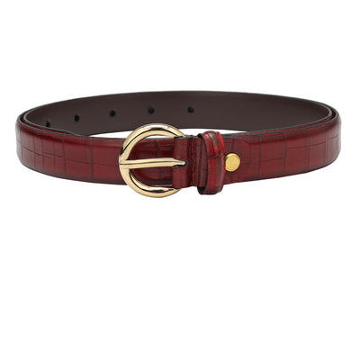 Formal Croco Leather Ladies Belt - Berry