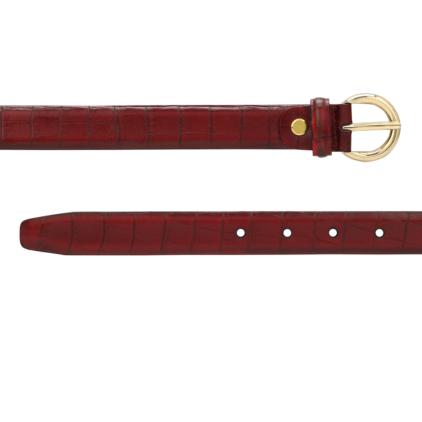 Formal Croco Leather Ladies Belt - Berry