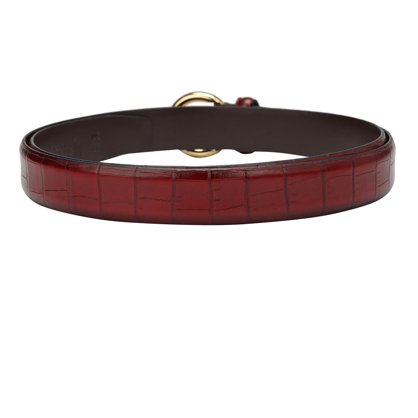 Formal Croco Leather Ladies Belt - Berry