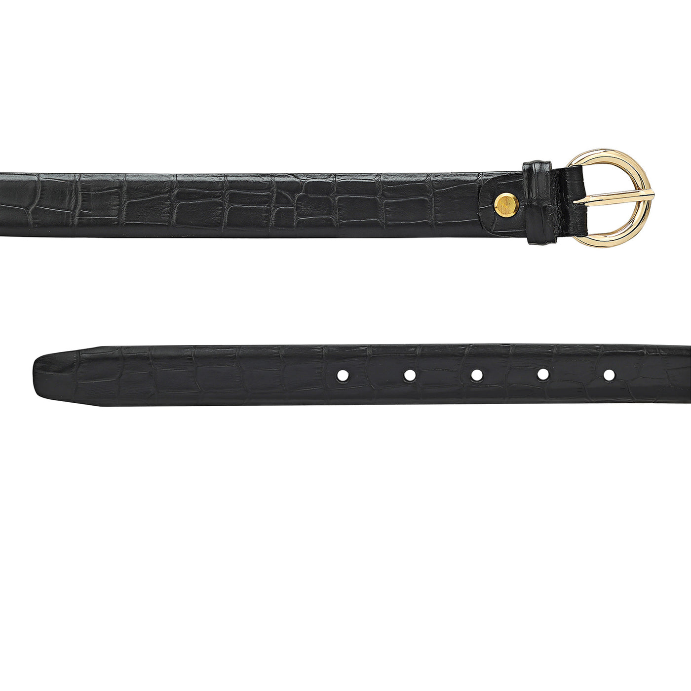 Formal Croco Leather Ladies Belt - Black