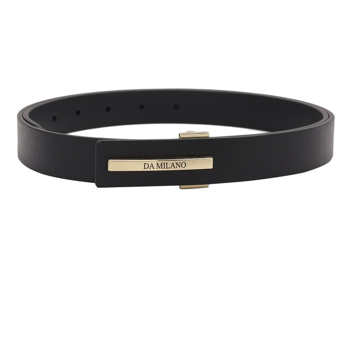 Formal Saffiano Leather Ladies Belt - Black