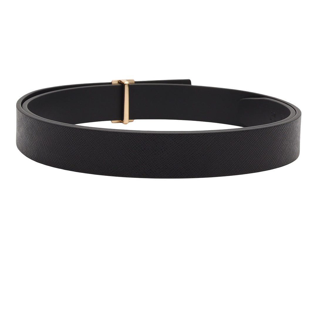 Formal Saffiano Leather Ladies Belt-Black