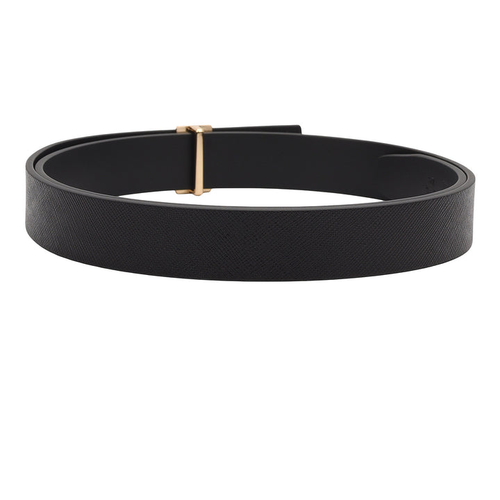 Formal Saffiano Leather Ladies Belt-Black